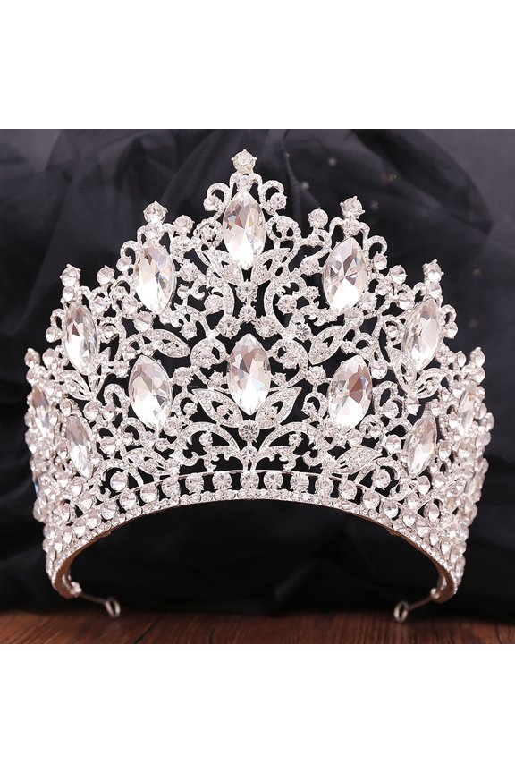 Women Wedding Luxury Tiara Crystal Crown with Rhinestone Bridal Princess Hair Headband Sparkling Crown,Pink