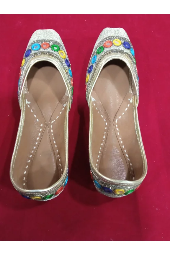 Women Wedding Shoes Handmade Indian Oxfords Mojaries Jutties Ballet Flats US 8