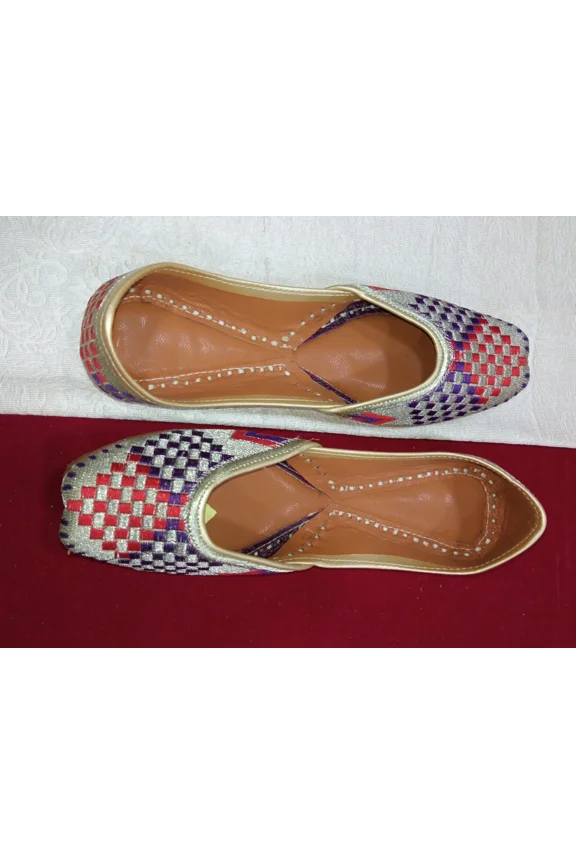 Women Wedding Shoes Indian Handmade Mojaries Punjabi Flip Flops Jutties US 5.5