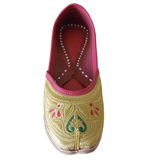 Women Wedding Shoes Leather Handmade Indian Ballet Flat Jutties Mojaries US 6-10