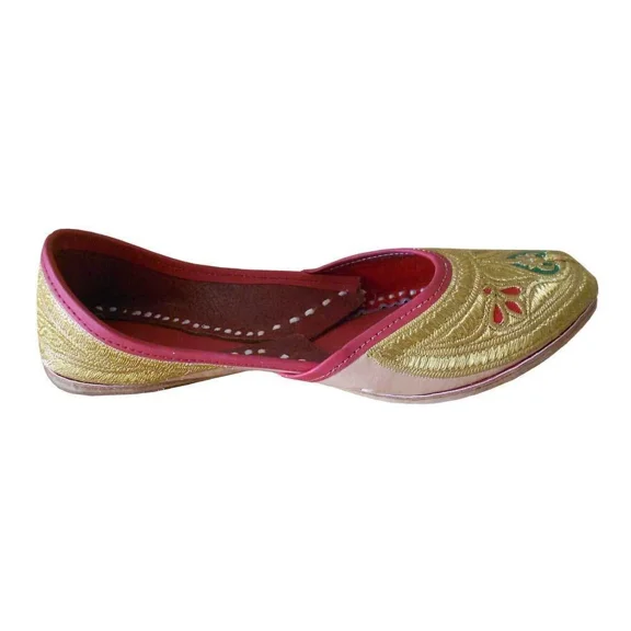Women Wedding Shoes Leather Handmade Indian Ballet Flat Jutties Mojaries US 6-10
