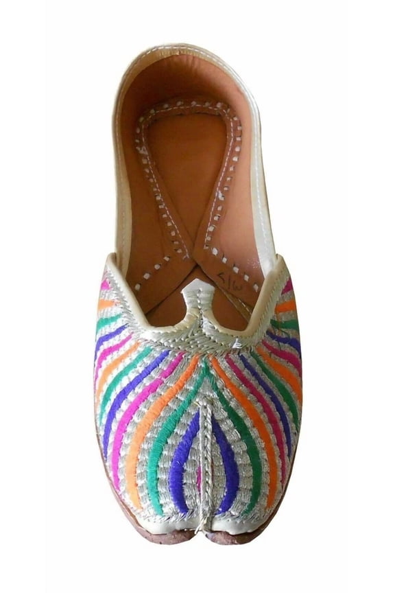 Women Wedding Shoes Leather Handmade Indian Jutties Ballet Flats Mojaries US 8.5