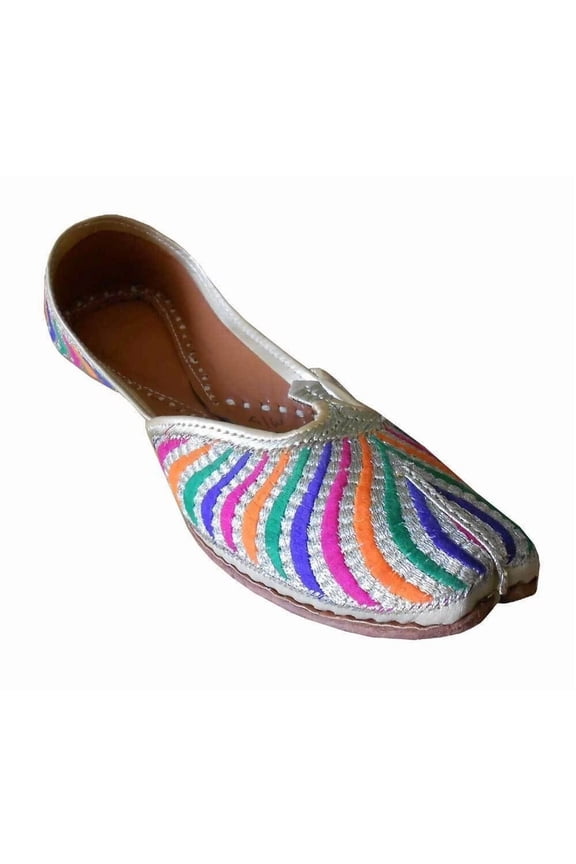 Women Wedding Shoes Leather Handmade Indian Jutties Mojaries Ballet Flats US 6.5