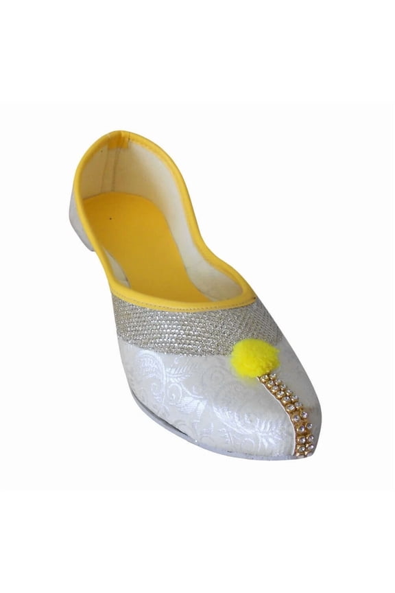 Women Wedding Shoes Leather Handmade Indian Jutties Mojaries Ballet Flats US 6