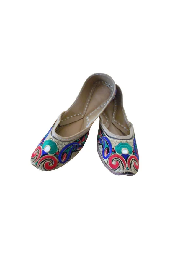 Women Wedding Shoes Leather Handmade Indian Mojaries Jutties Flats Slip-On US 5.5