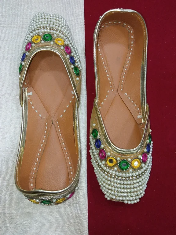 Women Wedding Shoes Leather Handmade Indian Mojaries Jutties Flats Slip-On US 6
