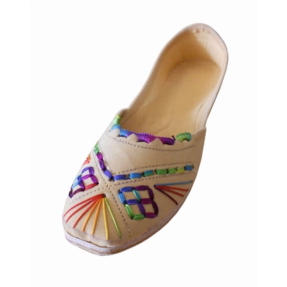 Women Wedding Shoes Leather Handmade Mojari Blue Jutties Oxfords Flats US 9.5-12