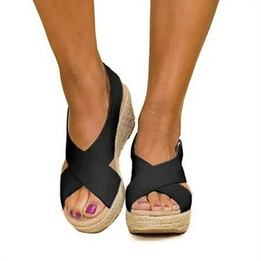 Lolmot Womens Sandals Espadrille Wedge Sandals Platform Slingback Criss ...