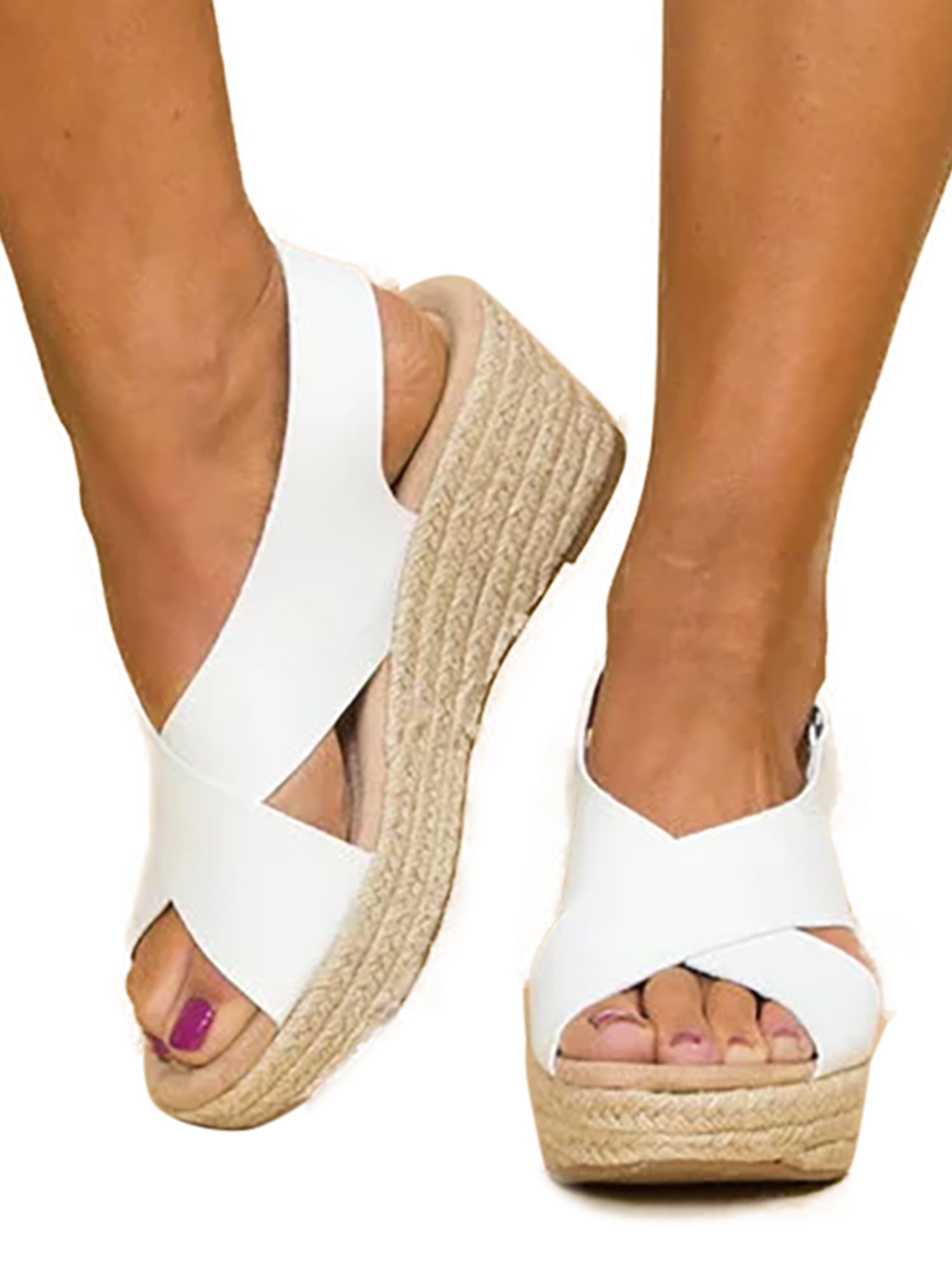 Women's Wedge Espadrille Sandals, Peep Toe Backless Lace Up High Heels,  Fashion Platform Slingback Sandals - Temu