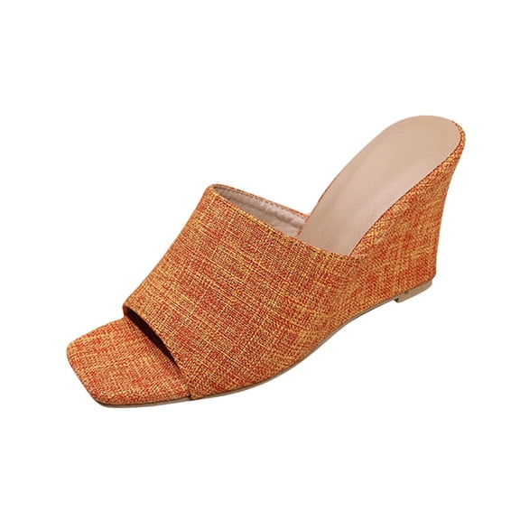 Women Wedge Platform Sandals,Summer Fashion Slip-On Beach Vacation Slides Breathable Non-Slip Peep Toe Slippers Comfortable Lady Dress Wedges Heel Shoe Indoor Outdoor Daily Wear Walking Footwear