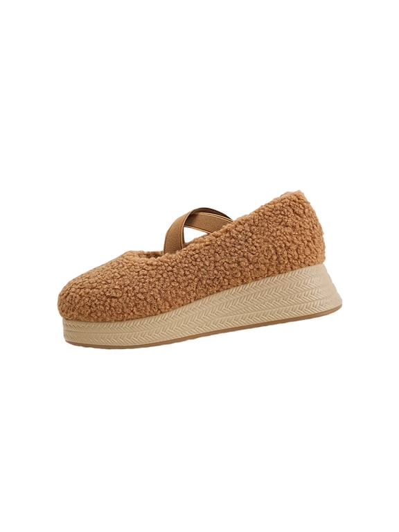 Women Wedge Plush Wrap Shoes Height Enhancing Casual Fall Winter Size 9
