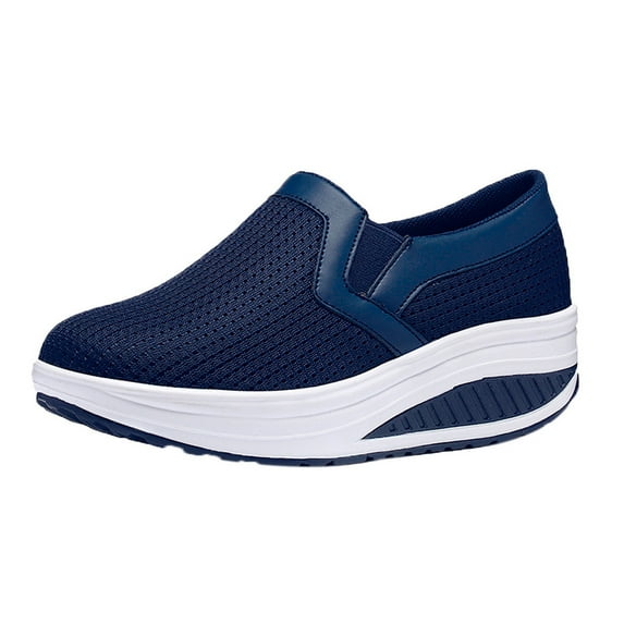 Women Wedge Shoes Breathable Mesh Sneakers Slip On Comfort Walking Shoes Women's Arch Fit Slip-ins-Athletic Slip-on Casual Walking Shoes
