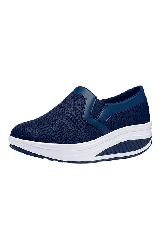 Women Wedge Shoes Breathable Mesh Sneakers Slip On Comfort Walking Shoes Women's Arch Fit Slip-ins-Athletic Slip-on Casual Walking Shoes