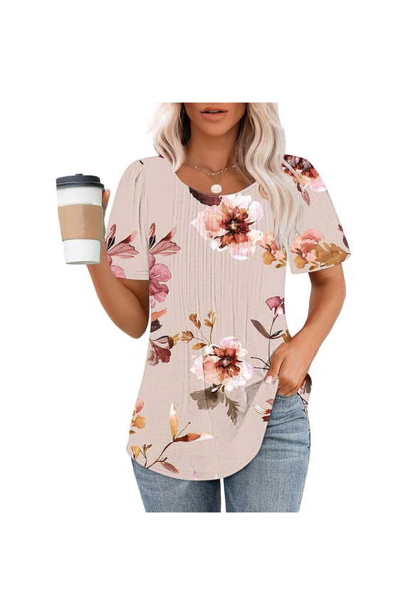 Women Western Aztec Tunic Tops Summer Round Neck Short Sleeve Tee Shirts Argyle Plaid Tshirts Top