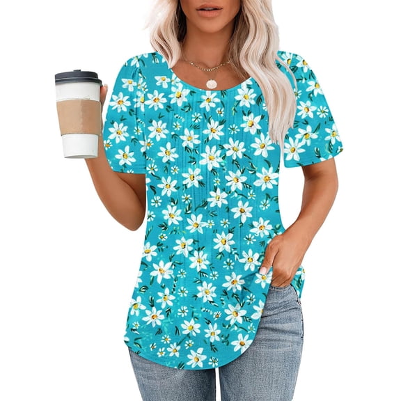 Women Western Aztec Tunic Tops Summer Round Neck Short Sleeve Tee Shirts Argyle Plaid Tshirts Top