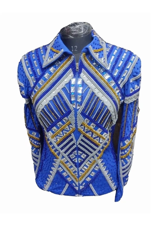 Women Western Blue Base Showmanship Jacket For Horse Lover Horsemanship Jacket