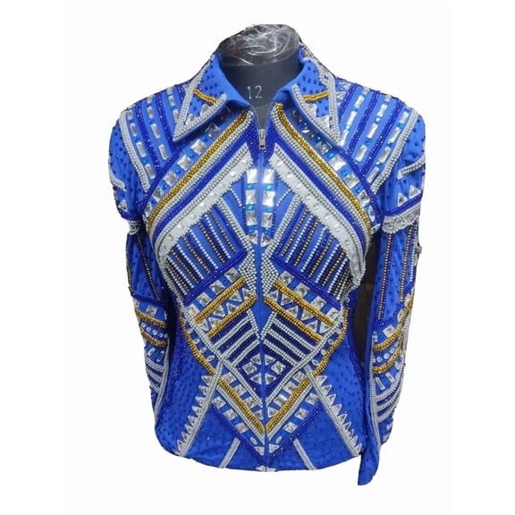 Women Western Blue Base Showmanship Jacket For Horse Lover Horsemanship Jacket