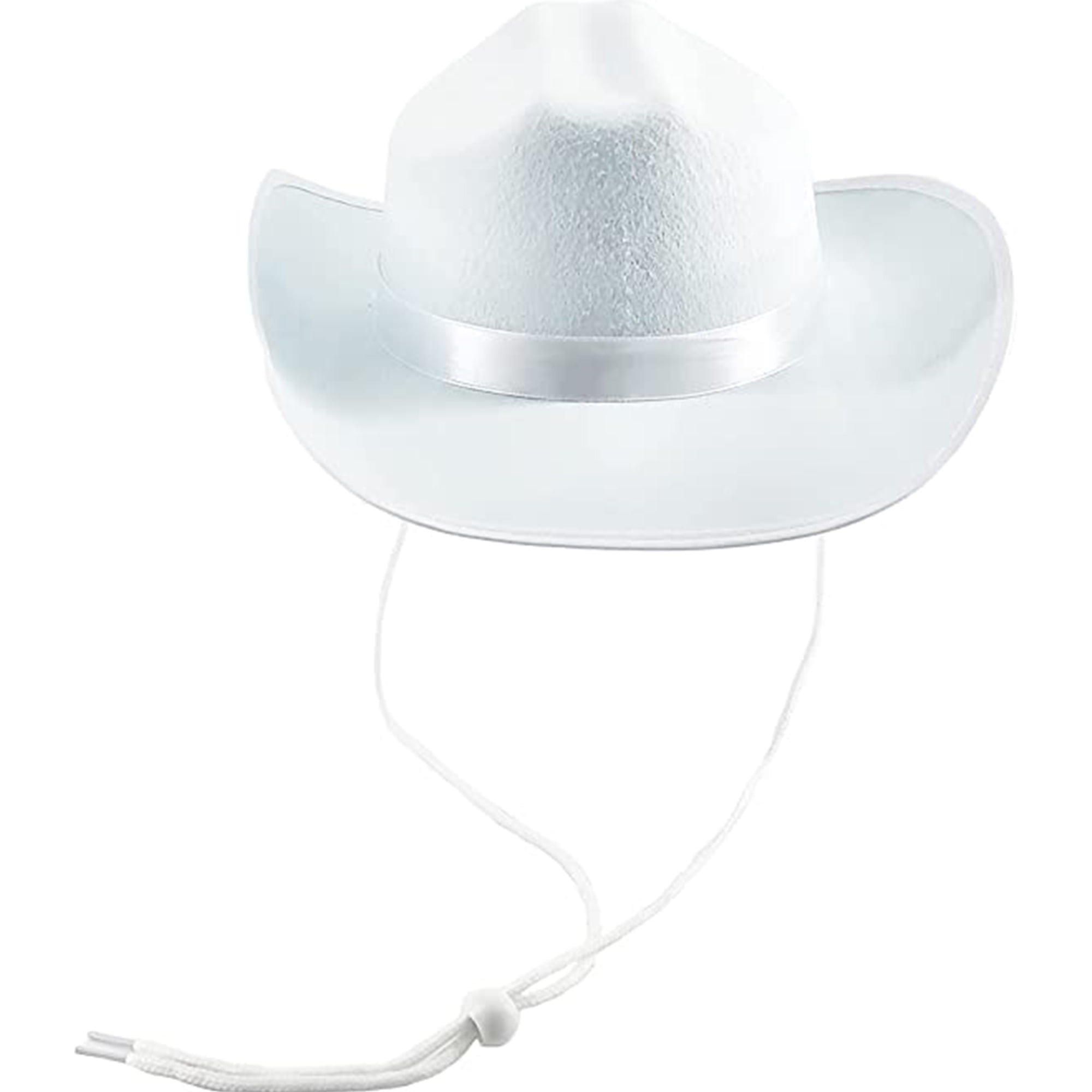 White Cowboy Hat - (Pack of 2) Felt Cowboy Hats for Women and Men with  Adjustable Neck Draw String, for Dress-Up Parties and Play Costume  Accessories