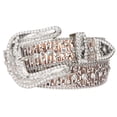 thumbnail image 1 of Women Western Cowgirl Faux Alligator Rhinestone Studded Leather Belt, 1 of 3