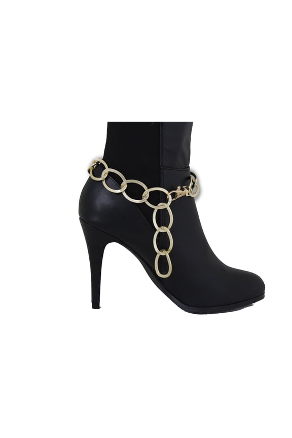 Women Western Gold Metal Boot Chain Links Bracelet Charm Anklet
