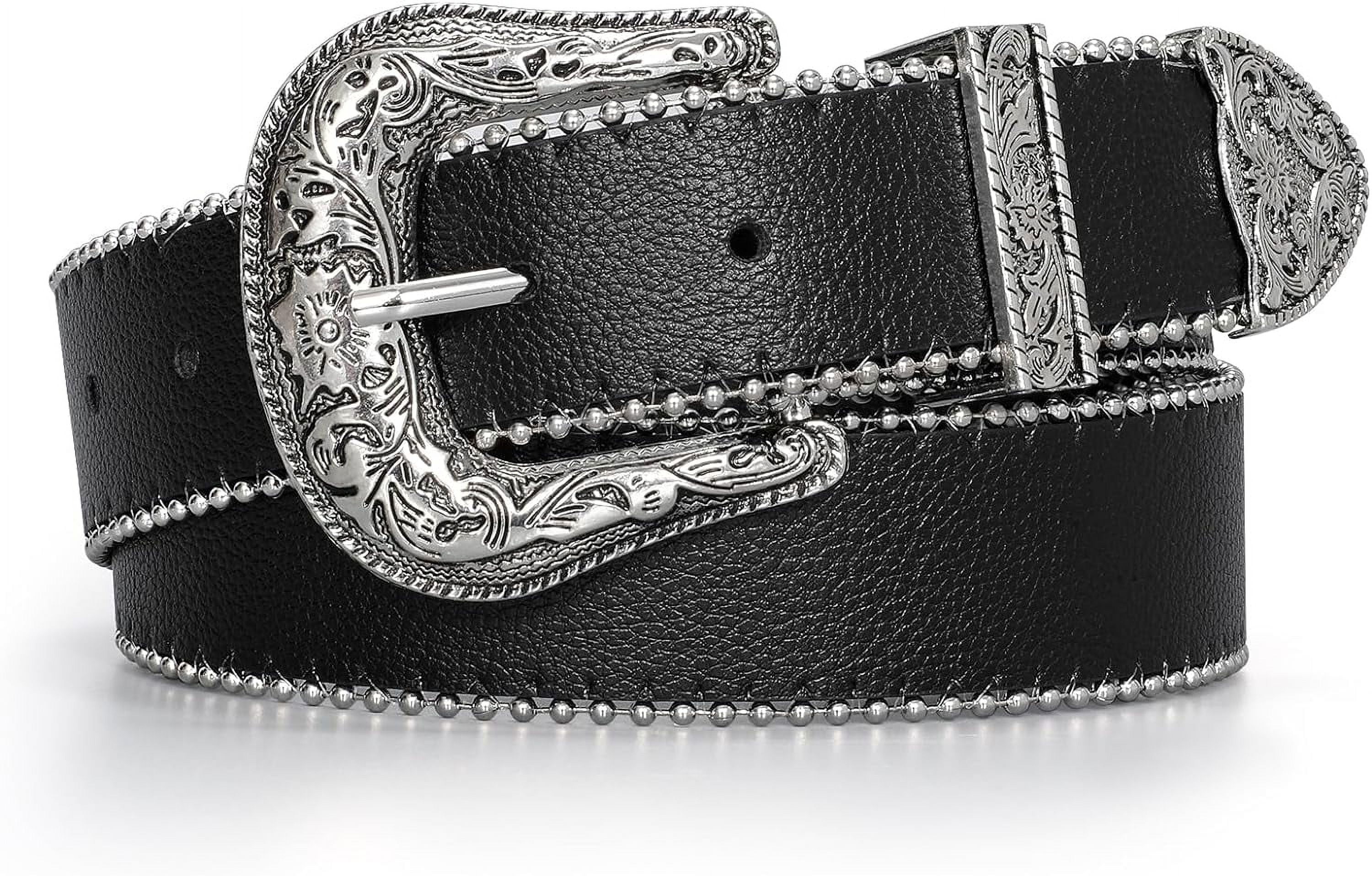Western Leather Belt Women\'s Vintage Design Waist Belt for Pants Jeans Dresses JASGOOD Double Buckle Western Belts for Woman Cowgirl  main image 4