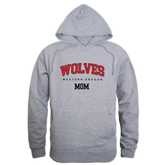 Women Western Oregon Wolves Mom Hoodie, Heather Grey - Small
