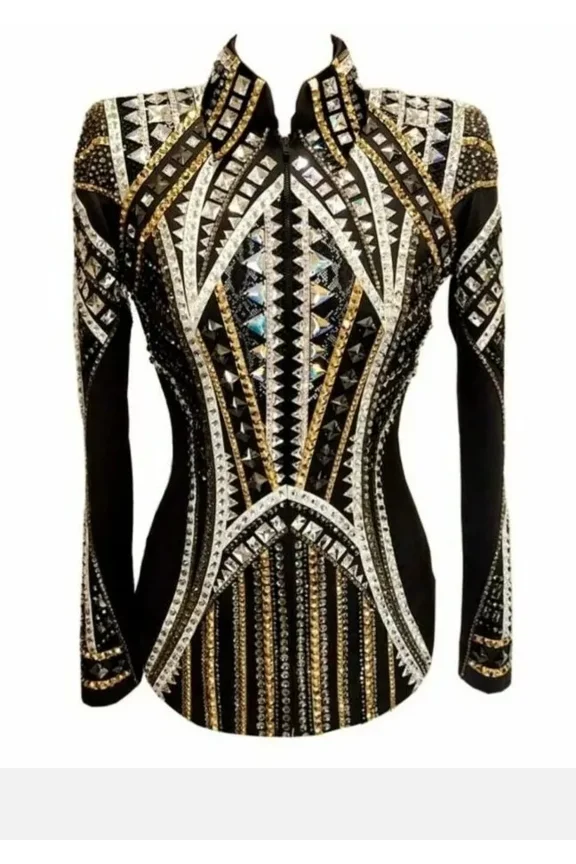 Women Western Show Pleasure Rail Shirt Jacket Clothes Showmanship Horsemanship