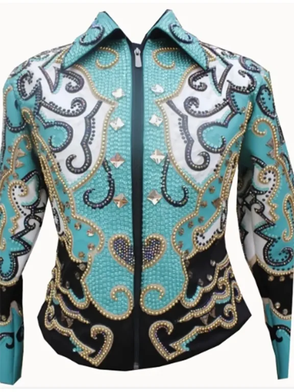Women Western SkyBlueBase Showmanship Jacket For Horse Lover Horsemanship Jacket