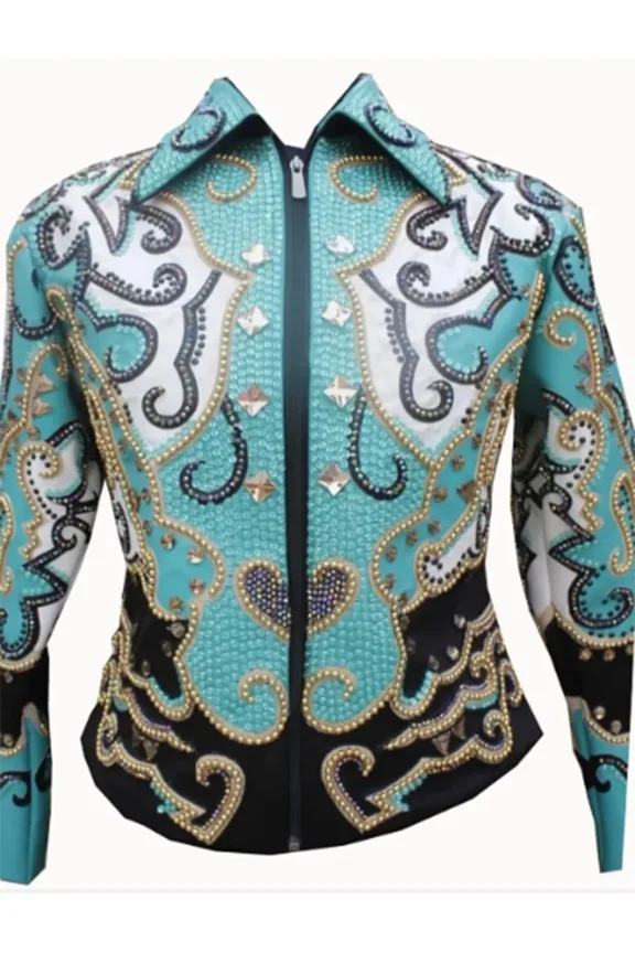 Women Western SkyBlueBase Showmanship Jacket For Horse Lover Horsemanship Jacket