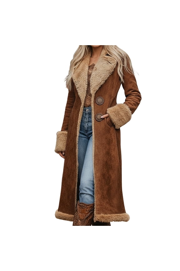 Women Western Style Anorak Jacket Cozy Lined Denim Coat for Winter Warmth Fashion Outerwear Casual Windbreaker,Color:Coffee,Size:M