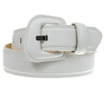 thumbnail image 1 of Women Western Style Trapezoid Buckle Fashion Faux Leather Feather edge Stitch Belt, 1 of 5