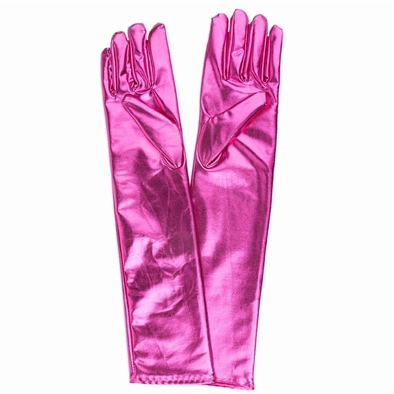 Women Wet Look Metallic Long Gloves for Wedding Opera Party Dress Accessories