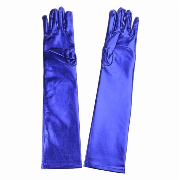 Women Wet Look Metallic Long Gloves for Wedding Opera Party Dress Accessories