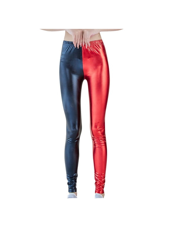 Women Wet Look Shiny Metallic Leggings Liquid Waist Stretch Pants Trouesrs Party Clubwear for Women