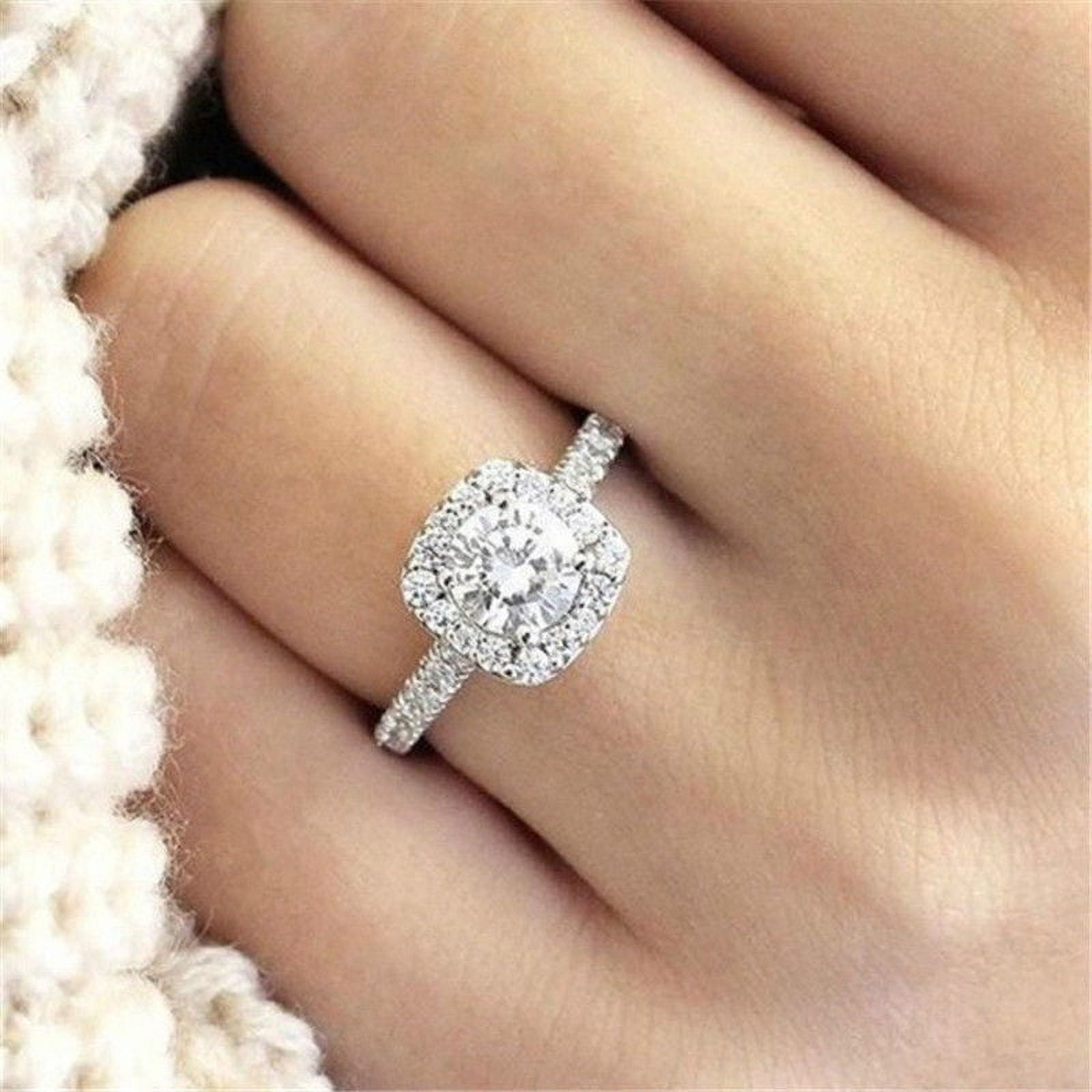 cheapest price for sale 0.7K Women´s Artificial Diamond Round Cut Engagement  Ring 14k White Gold- | raghavendratradingacademy.com