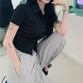 thumbnail image 1 of Women White Blouse Basic Short Sleeve Crop Shirts Korean Sexy Summer Tops Female, 1 of 9