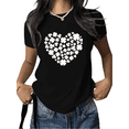 thumbnail image 1 of Women White Heart Clover Cotton Graphic Tee Round-neck Printed Cotton T Shirt Black S-5XL, 1 of 5