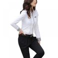 thumbnail image 1 of Women White Slim Puff Sleeves Lapel Business Shirt, Office Lady Long Sleeve Formal Blouse, 1 of 5