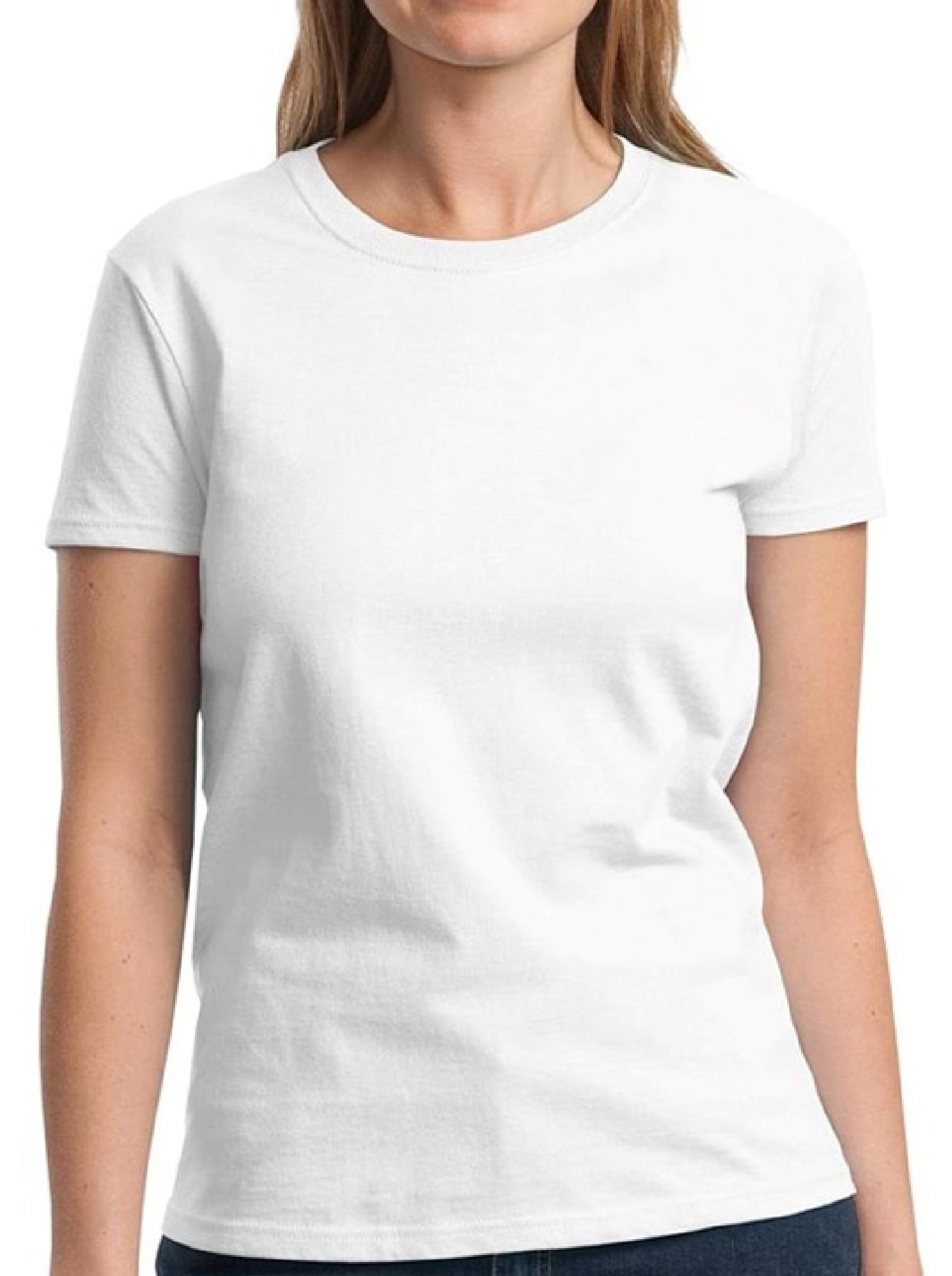 Women White T-Shirts Gildan Short Sleeve Basic Shirts Pack of 6