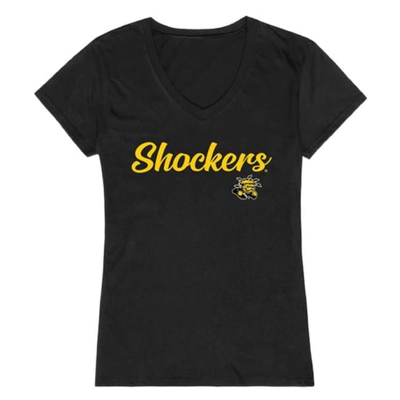 Women Wichita State Shockers Script T-Shirt, Black - Large