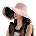 thumbnail image 1 of Women Wide Brim Bucket Hat UPF50+ Protection Travel Beach Sun Hat Fisherman hat UV Resistant Sunshade Hat (Pink), 1 of 5