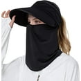 thumbnail image 1 of Women Wide Brim Face Mask Sun Hat Detachable Neck Face Flap Ponytail UV Protection Visor Hat Garden Fishing Hiking, 1 of 5