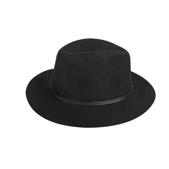 Women Wide Brim Felt Fedora Hat black