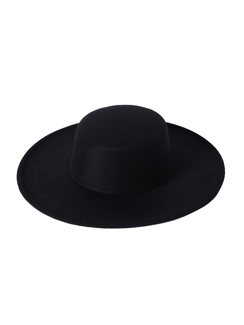 Women Wide Brim Flat Top Hat Formal Classic Bowler Boater  display picture 1