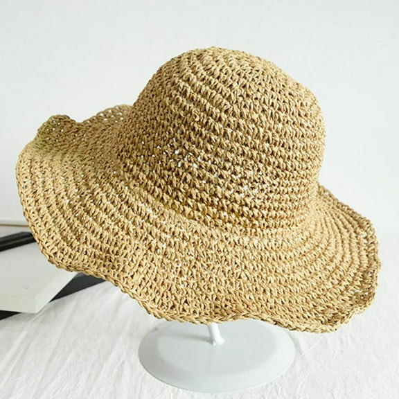 Women Wide Brim Floppy Sun Hat Foldable Summer Straw Hat Bucket Beach Hats
