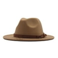 thumbnail image 1 of Women Wide Brim Panama Hat Plain Classic Soft Fedora Style Belt Outdoor Travel Sun Hat New, 1 of 1