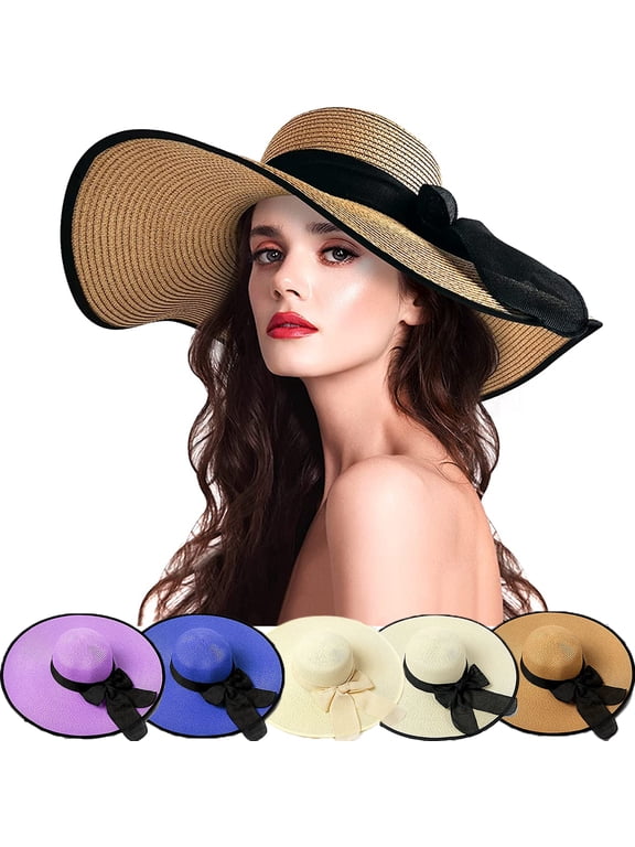 Women Wide Brim Straw Beach Hats UV Protection Ladies Straw Hats Summer Sun Hats