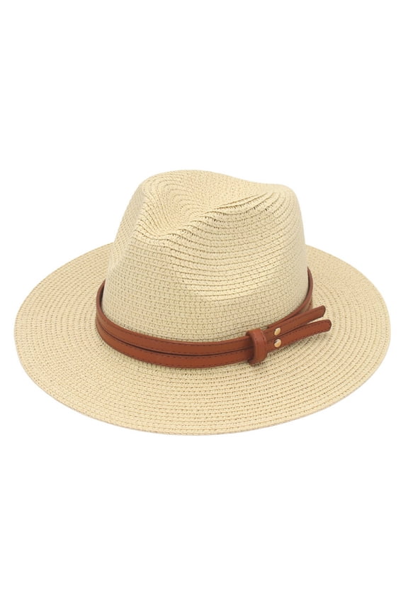 Women Wide Brim Straw Panama Roll up Hat Fedora Beach Sun Hat UPF50+