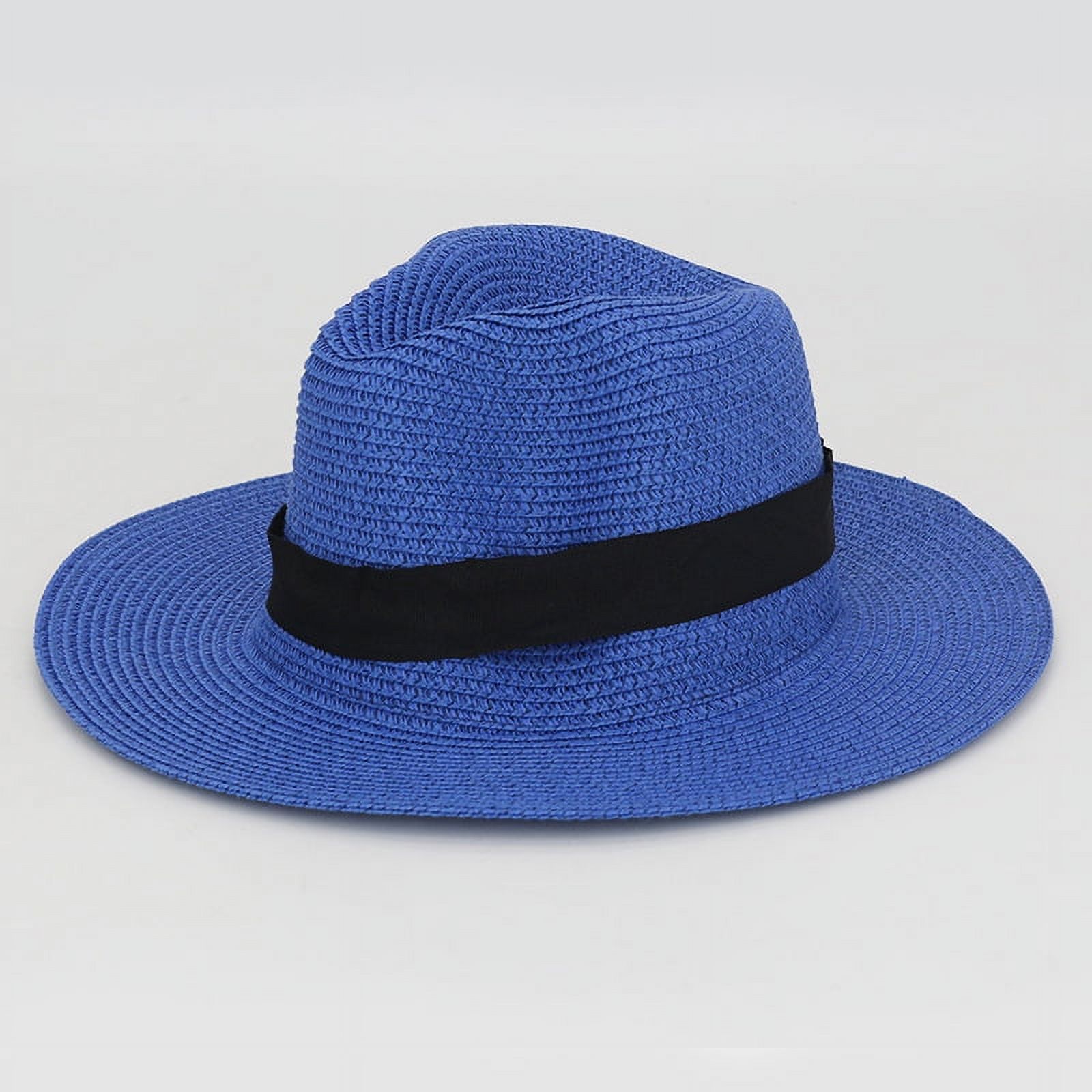 Women Wide Brim Straw Panama Roll Up Hat Fedora Beach Sun Hat Upf50