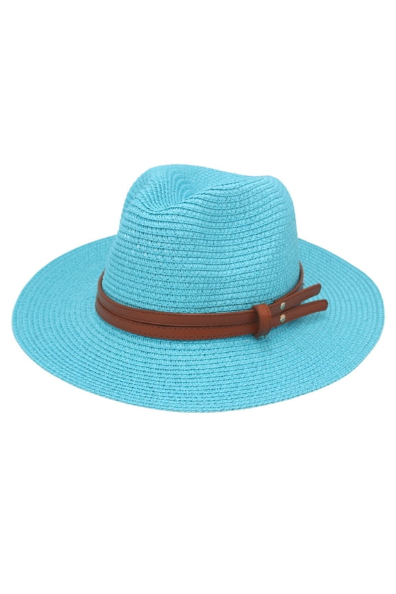 Women Wide Brim Straw Panama Roll up Hat Fedora Beach Sun Hat UPF50+